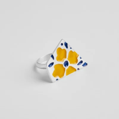 ΔΑΧΤΥΛΙΔΙ FLOWER TILES ΚΙΤΡΙΝΟ-ΜΠΛΕ